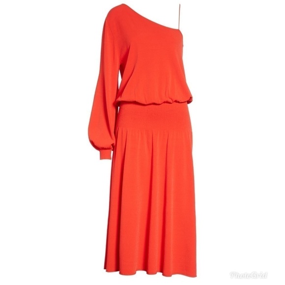 A.L.C. Shara One Shoulder Midi Dress in Poppy M - Picture 2 of 8
